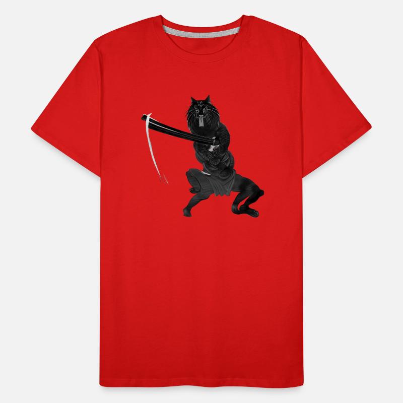Chat Samouraï Noir T-shirt bio Premium Homme