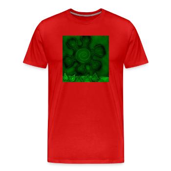 SOLEIL SUR PYRAMIDES VERTES - T-shirt bio Premium Homme - rouge - Devant - Damien (186cm)