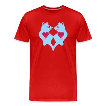 Blaubären-Paar - Männer Premium Bio T-Shirt - Rot - Vorne - Damien (186cm)