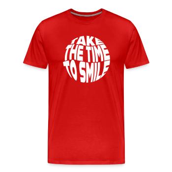 Take the Time to smile - Men's Premium Organic T-Shirt - red - Front - Damien (186cm)
