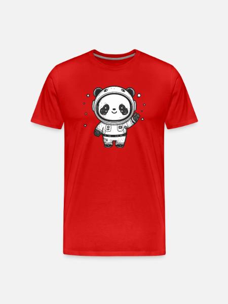 Kawaii Cute Happy Astronaut Panda - Men's Premium Organic T-Shirt - red