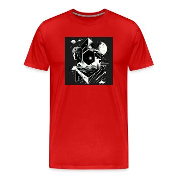 Science-Fiction-Landschaftsszene S/W - Männer Premium Bio T-Shirt - Rot - Vorne - Damien (186cm)