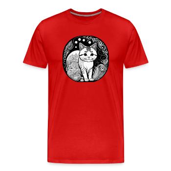 Cat - Men's Premium Organic T-Shirt - red - Front - Damien (186cm)