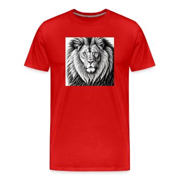 Lion King watching - Men's Premium Organic T-Shirt - red - Front - Damien (186cm)