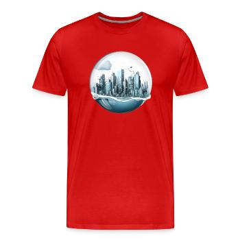 Atlantis - Ville sous-marine en bulle - T-shirt bio Premium Homme - rouge - Devant - Damien (186cm)