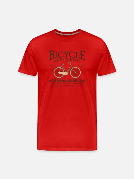 Rower retro - Ekologiczna koszulka męska Premium - czerwony