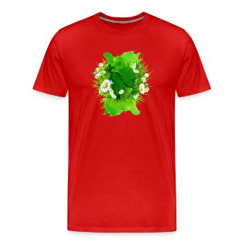 Frühlingsmotiv mit Wiese Blumen Gras - Männer Premium Bio T-Shirt - Rot - Vorne - Damien (186cm)