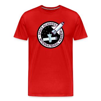 Space Academy International Vintage black - Men's Premium Organic T-Shirt - red - Front - Damien (186cm)