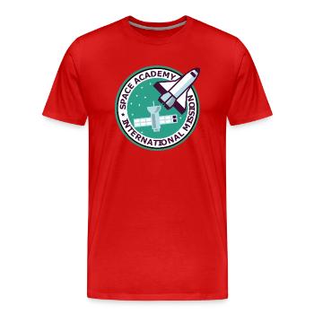 "Vintage Space Academy International" - Men's Premium Organic T-Shirt - red - Front - Damien (186cm)
