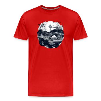 Wunder des Ozeans - Männer Premium Bio T-Shirt - Rot - Vorne - Damien (186cm)