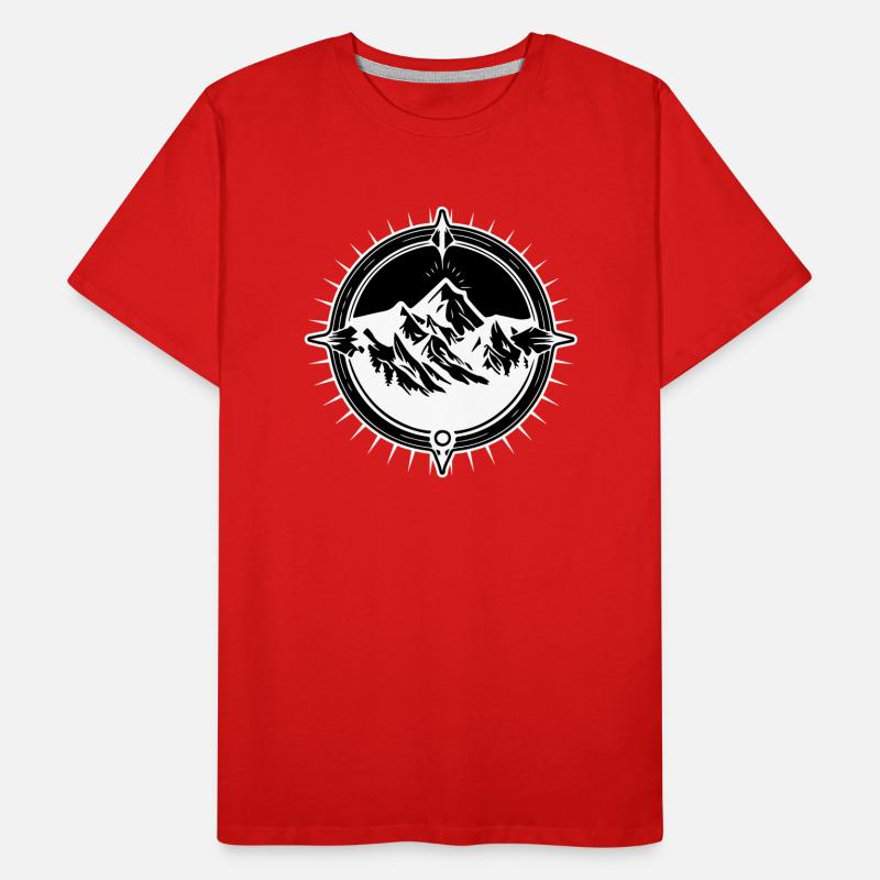 Symbole de voyage Compass Mountains T-shirt bio Premium Homme