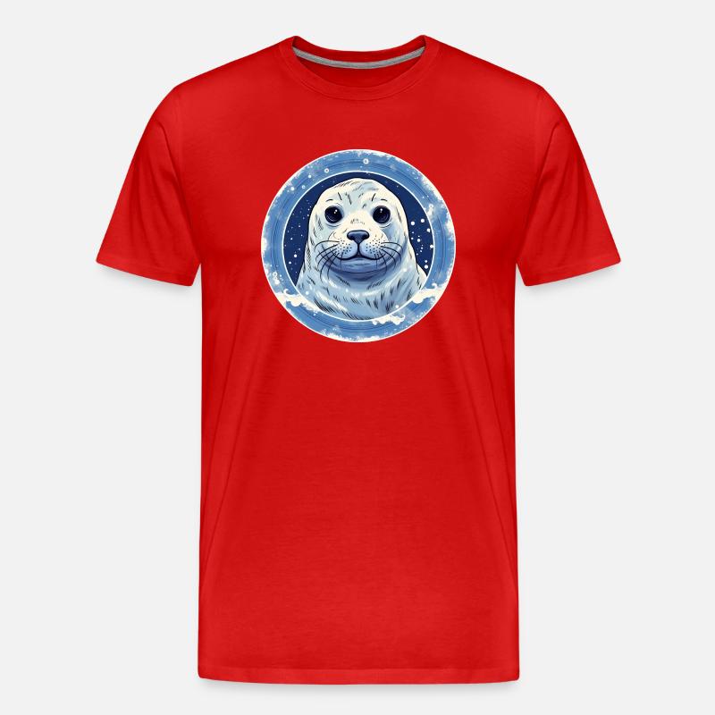 Süße Robbe - Männer Premium Bio T-Shirt - Rot