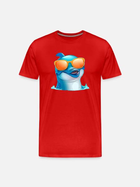 Chas der Brillendelfin - Männer Premium Bio T-Shirt - Rot