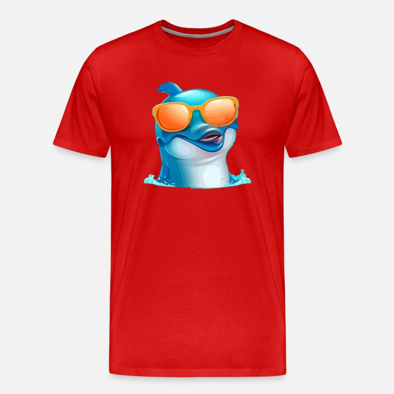 Chas der Brillendelfin - Männer Premium Bio T-Shirt - Rot