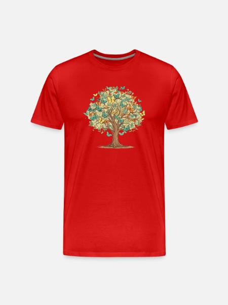 Butterfly Tree Nature Predator Insect - Men's Premium Organic T-Shirt - red