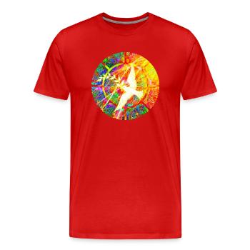 Friedenstaube - Männer Premium Bio T-Shirt - Rot - Vorne - Damien (186cm)