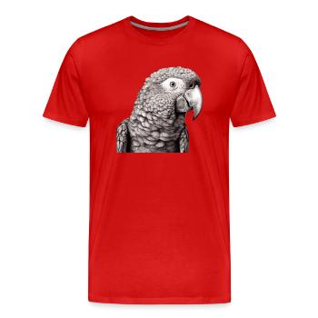 Perroquet au crayon n°2 - T-shirt bio Premium Homme - rouge - Devant - Damien (186cm)