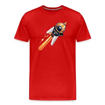 Fusée allant dans l'espace - T-shirt bio Premium Homme - rouge - Devant - Damien (186cm)