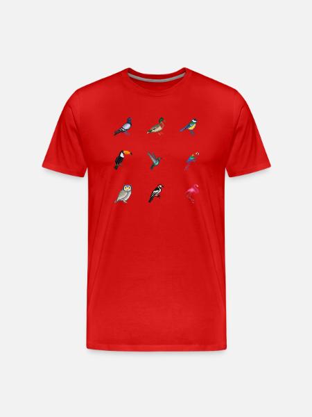 Vögel - Männer Premium Bio T-Shirt - Rot