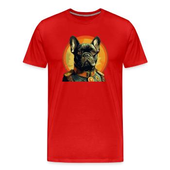 Bouledogue français Charles de Gaulle - T-shirt bio Premium Homme - rouge - Devant - Damien (186cm)