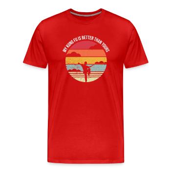 Kung Fu Shaolin Vintage Kampfkunst Sprüche - Männer Premium Bio T-Shirt - Rot - Vorne - Damien (186cm)