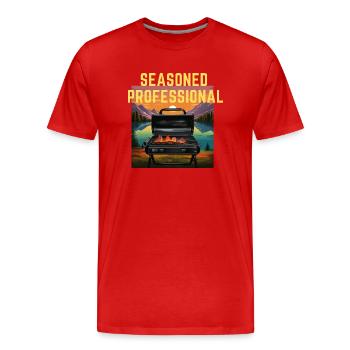 Grillmaster - BBQ Shirt, Seasoned professional BBQ - Männer Premium Bio T-Shirt - Rot - Vorne - Damien (186cm)