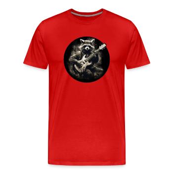 Raccoon playing guitar 4 - Men's Premium Organic T-Shirt - red - Front - Damien (186cm)