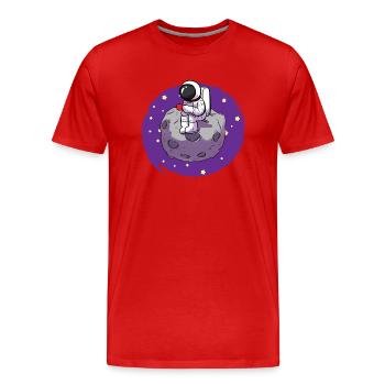 Astronauten trinkt Kaffee Kaffeesüchtiger - Männer Premium Bio T-Shirt - Rot - Vorne - Damien (186cm)