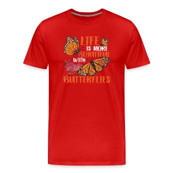 Schmetterling Monarch Geschenk - Männer Premium Bio T-Shirt - Rot - Vorne - Damien (186cm)