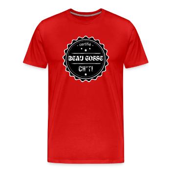 Beau gosse Ch'ti - T-shirt bio Premium Homme - rouge - Devant - Damien (186cm)