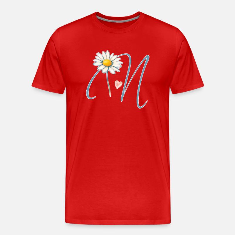 Buchstabe N Gänseblümchen Herz - Männer Premium Bio T-Shirt - Rot