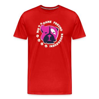 Dog Wisdom - Walking - Dog Lovers - Men's Premium Organic T-Shirt - red - Front - Damien (186cm)