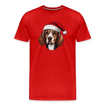 Beagle Hund Kopf Weihnachten Christmas - Männer Premium Bio T-Shirt - Rot - Vorne - Damien (186cm)