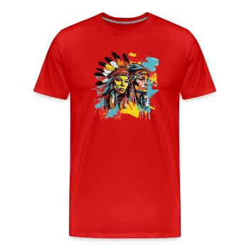 Native American Design Native American Woman - Men's Premium Organic T-Shirt - red - Front - Damien (186cm)