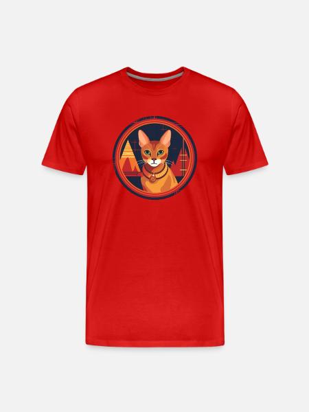 Chat d’Abyssinie Boho Elements, Chats - T-shirt bio Premium Homme - rouge