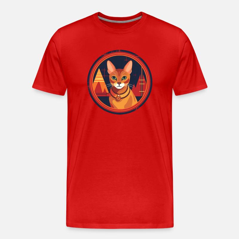 Abessinische Katze Boho Elements, Katzen - Männer Premium Bio T-Shirt - Rot
