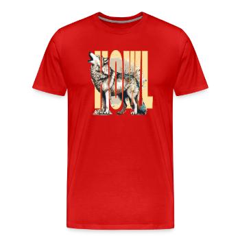 Loup hurlant - T-shirt bio Premium Homme - rouge - Devant - Damien (186cm)