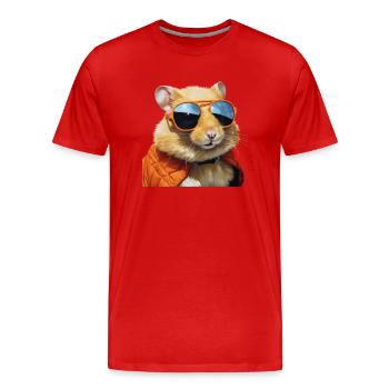 Hamster with glasses, flirting, funny hamster - Men's Premium Organic T-Shirt - red - Front - Damien (186cm)
