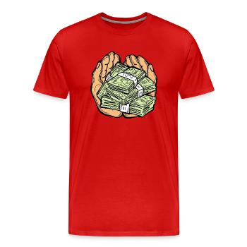 Big money flying to you for wealth and prosperity. - Men's Premium Organic T-Shirt - red - Front - Damien (186cm)