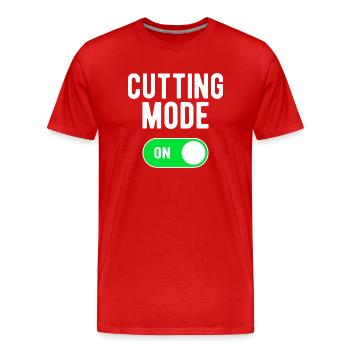 Mode de coupe ON Gym Musculation Poids Entraînement - T-shirt bio Premium Homme - rouge - Devant - Damien (186cm)