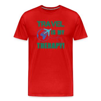 travel therapy - Men's Premium Organic T-Shirt - red - Front - Damien (186cm)