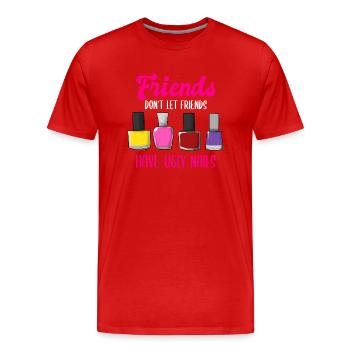 Friends Don't Let Friends Have Ugly Nails - Männer Premium Bio T-Shirt - Rot - Vorne - Damien (186cm)