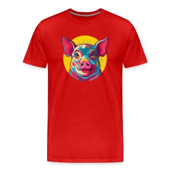 COCHON POP ART - T-shirt bio Premium Homme - rouge - Devant - Damien (186cm)