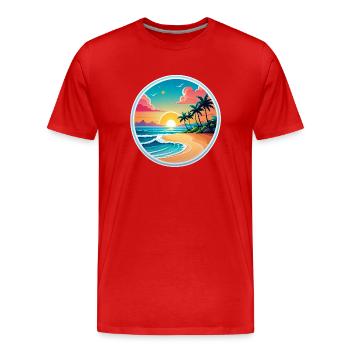 Beach Holidays Sun Sea - Men's Premium Organic T-Shirt - red - Front - Damien (186cm)