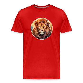 Löwe in der Savanne - Männer Premium Bio T-Shirt - Rot - Vorne - Damien (186cm)