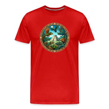 La légende de Tikal - T-shirt bio Premium Homme - rouge - Devant - Damien (186cm)