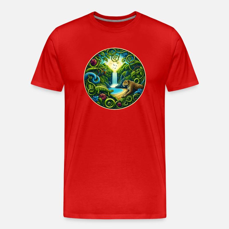 Wasserfall im Regenwald - Männer Premium Bio T-Shirt - Rot