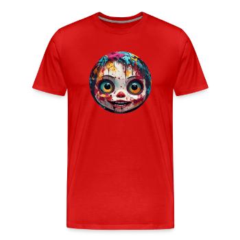 Horror Puppe / Halloween / gruselig / düster - Männer Premium Bio T-Shirt - Rot - Vorne - Damien (186cm)