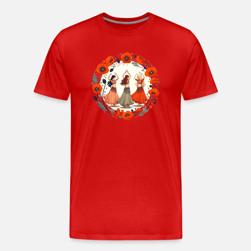 Mohn-Bauchtänzerinnen - Männer Premium Bio T-Shirt - Rot