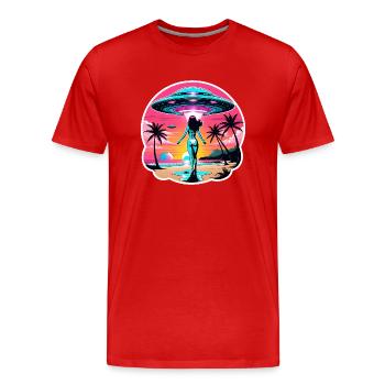 Rencontre extraterrestre de vacances d’été. - T-shirt bio Premium Homme - rouge - Devant - Damien (186cm)